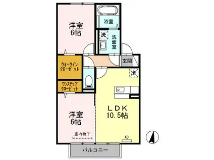 メイズグリーンテラス(2LDK/2階)の間取り写真