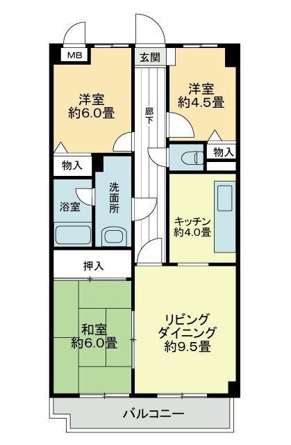 スカール西条(3LDK/6階)の間取り写真