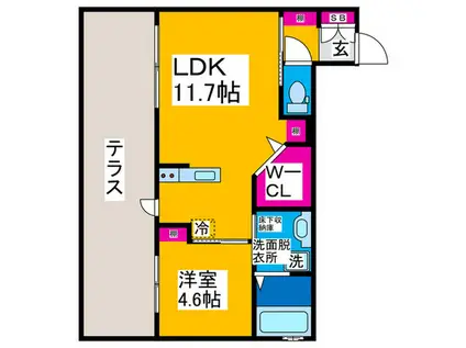 南秀苑ひがしまち(1LDK/1階)の間取り写真