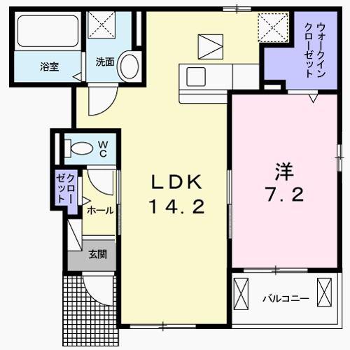 シャルム・ソレイユ(1LDK/1階)の間取り写真