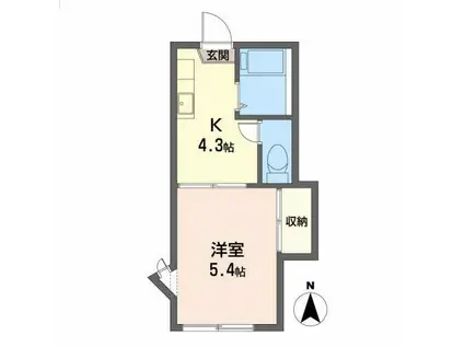 アイボリーハウスII(1K/2階)の間取り写真