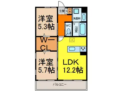 CASA FELICE(2LDK/2階)の間取り写真