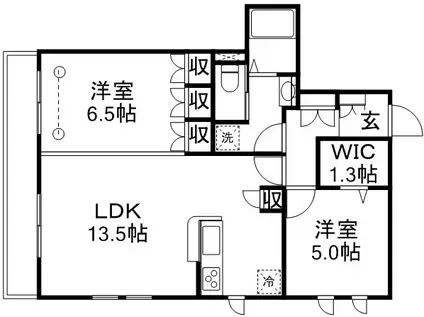 ラシック(2LDK/3階)の間取り写真