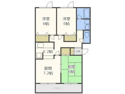 グレープヒル富丘I(3LDK/2階)の間取り写真