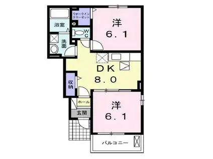 ブランシュ プロスペレC(2DK/1階)の間取り写真