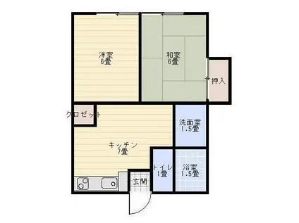 メゾンヒロ 下神谷(2DK/1階)の間取り写真