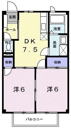スカイメゾンI(2DK/1階)の間取り写真