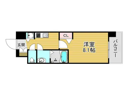 大阪ウエストレジデンス(1K/4階)の間取り写真