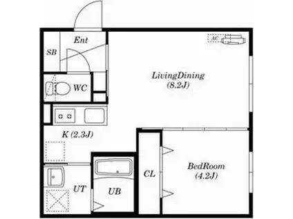 シティアヴェニュー発寒(1LDK/2階)の間取り写真