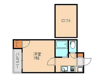 プラザSUN高宮(1K/2階)の間取り写真