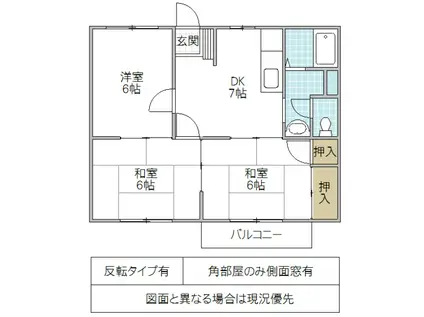 カーム栗原 A棟(3DK/1階)の間取り写真