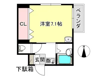 TAISEI都(1K/2階)の間取り写真