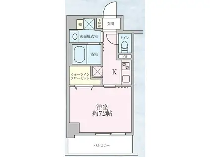 カーロヴィレッタIII(1K/7階)の間取り写真