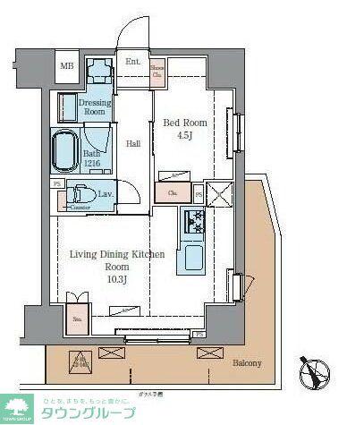 ラグゼナ北千住II(1LDK/14階)の間取り写真