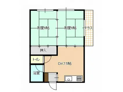 玉代マンション(2DK/1階)の間取り写真