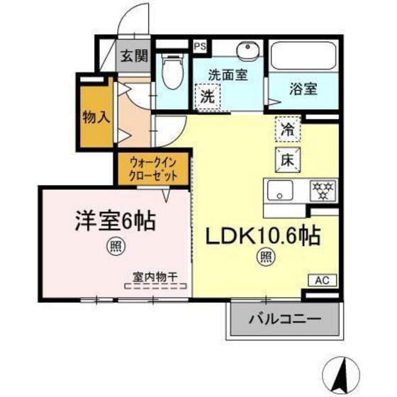 D-ROOMTOBA(1LDK/1階)の間取り写真