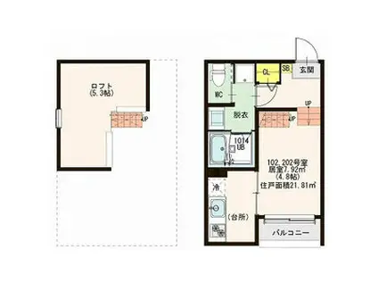 グランメゾン南仙台(1K/1階)の間取り写真