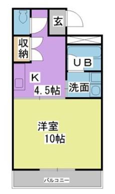 ハイツ櫛原プラスワン(1DK/2階)の間取り写真