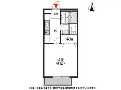 ラフィーネ三田(1K/2階)の間取り写真