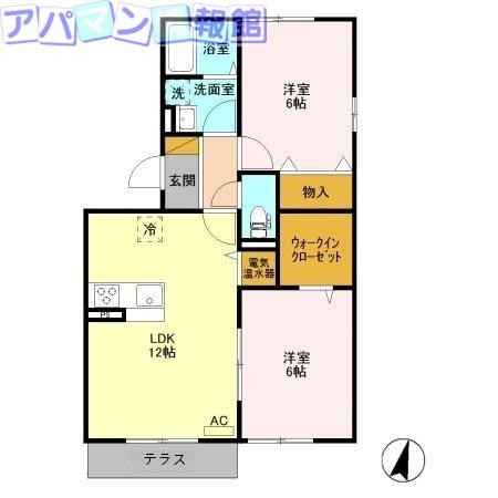 エルスリーモナミ(2LDK/1階)の間取り写真