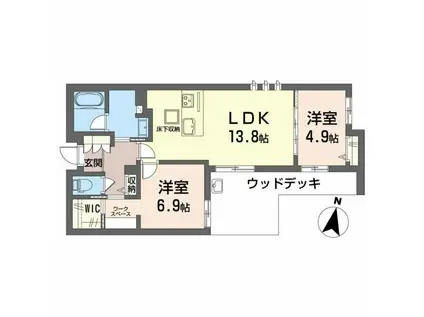 シャーメゾン弁天(2LDK/1階)の間取り写真