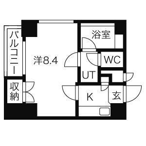 パックス今池(1K/4階)の間取り写真