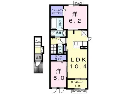 シーダー・フォレスト III(2LDK/2階)の間取り写真