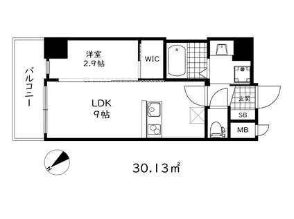 スワンズシティ神戸湊川2(1LDK/2階)の間取り写真