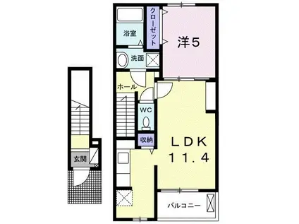 エスポワールカーサ(1LDK/2階)の間取り写真