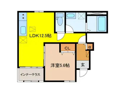 ウィン・ベルIV(1LDK/1階)の間取り写真
