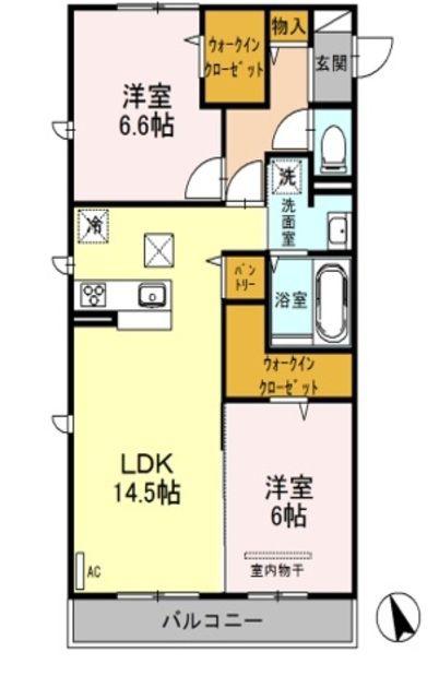 クレストステージ東大宮(2LDK/2階)の間取り写真
