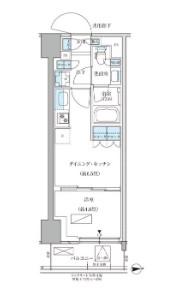 パークアクシス品川天王洲アイル(1DK/2階)の間取り写真