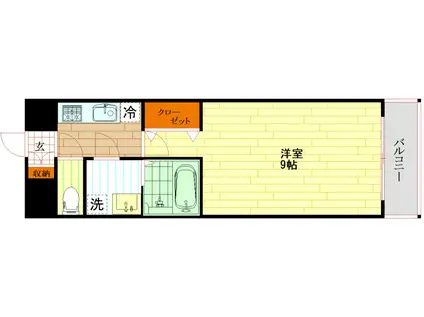 ララプレイス大阪城公園ノルド(1K/9階)の間取り写真