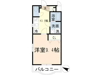 キャメロット(1K/1階)の間取り写真