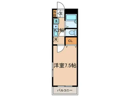 ヴェルドミール(1K/1階)の間取り写真