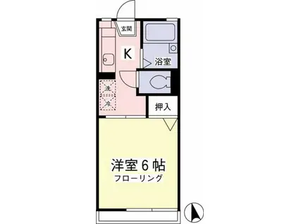 プレイヒルズ(1K/2階)の間取り写真