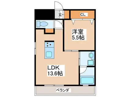 サムティ迎町(1LDK/2階)の間取り写真