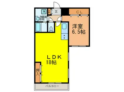ニューライフ大手前参番館(1LDK/7階)の間取り写真