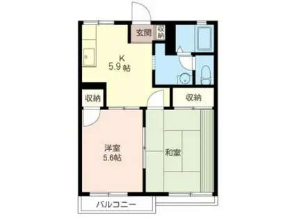 ビューテラスミナミ(2K/1階)の間取り写真