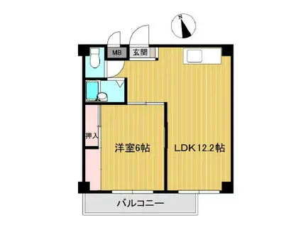 セオコート潤和 角(1LDK/3階)の間取り写真