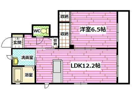 エバーグリーン(1LDK/1階)の間取り写真