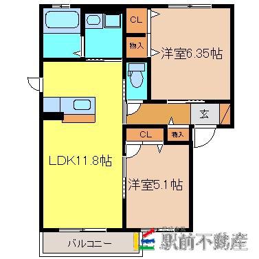 シャーメゾンA(2LDK/2階)の間取り写真