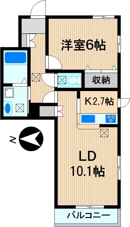 CASA BIANCA(1LDK/1階)の間取り写真