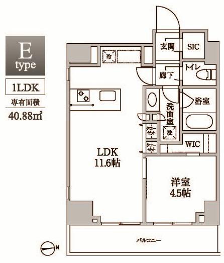 レジディア中延II(1LDK/13階)の間取り写真