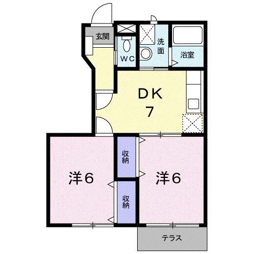 リバーサイド・ドリームIII(2DK/1階)の間取り写真