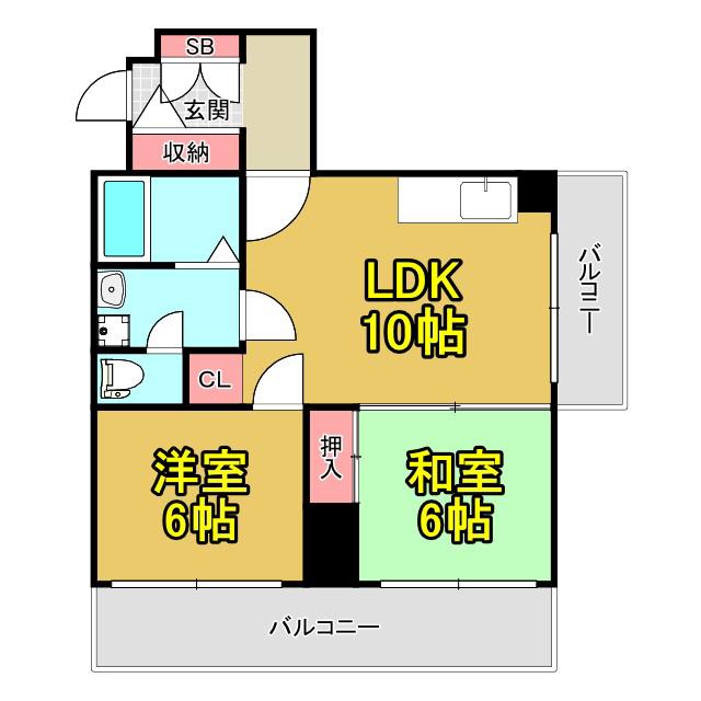 ICUBE都島(2LDK/4階)の間取り写真