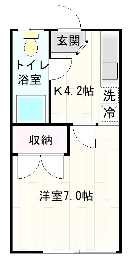 ドルチェ相模原(1K/2階)の間取り写真