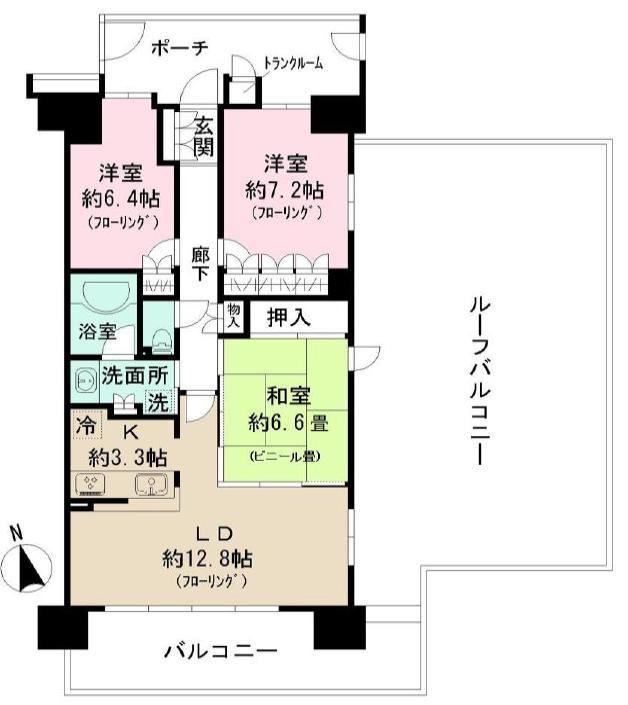 深大寺レジデンス(3LDK/9階)の間取り写真