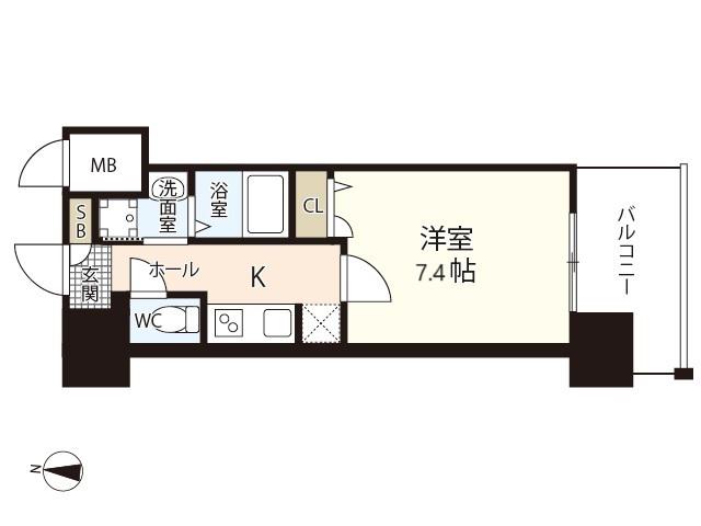 S-RESIDENCE国泰寺町一丁目(1K/3階)の間取り写真