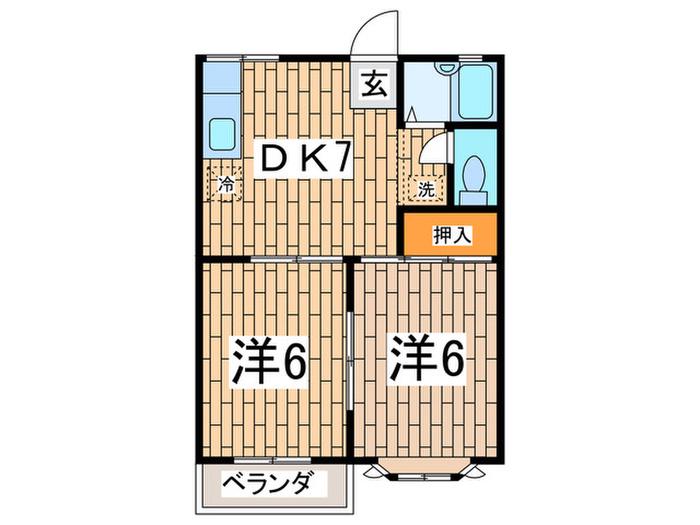 グリーンハウス キムラ(2DK/1階)の間取り写真